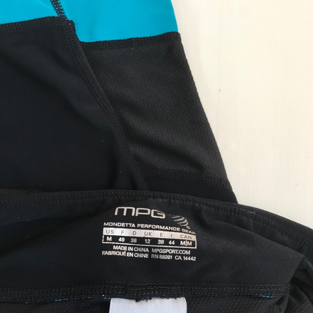 MPG Athletic Leggings Capri Black Turquoise Size M - Picture 5 of 6